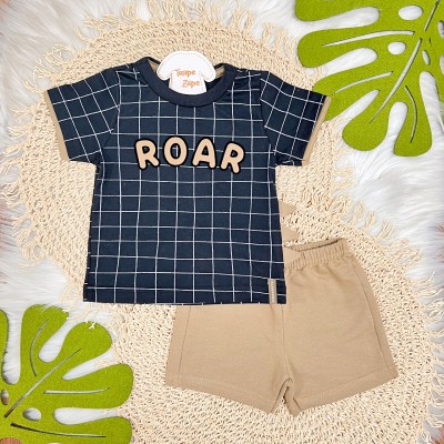 Conj. Camiseta Roar e Bermuda - Preto e Bege